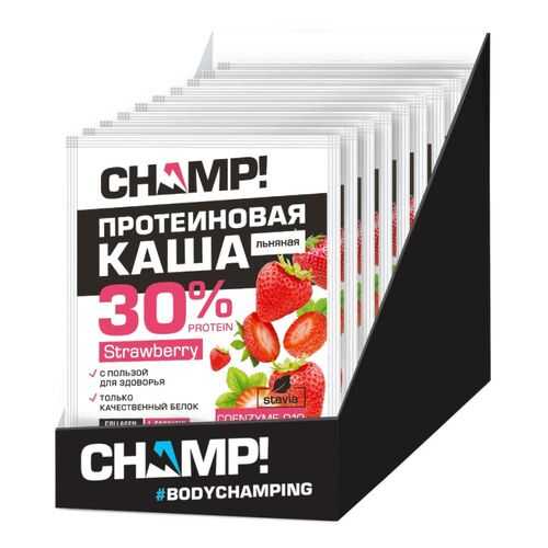 Каша протеиновая Champ льняная клубничная с коэнзимом Q10 шоубокс 10 шт по 40 г в Да