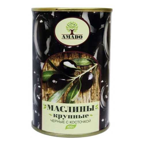 Черные маслины Amado с косточкой крупные 400 г в Да