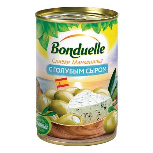 Оливки Bonduelle с голубым сыром 314мл Испания в Да