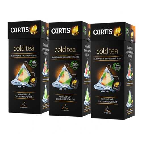 Чай Curtis Cold Tea, чёрный с белым персиком, 12 пирамидок х 3 упаковки в Да