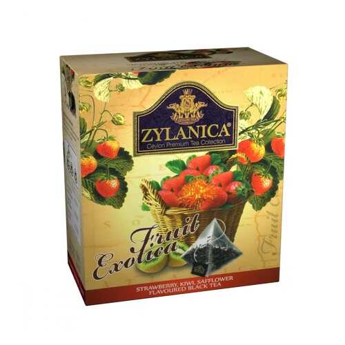 Чай Zylanica Fruit Exotica черный с клубникой киви лепестками сафлора 20 пирамидок в Да