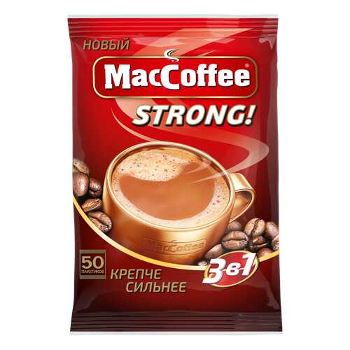 Напиток кофейный растворимый т.з. MacCoffee (3 в 1) Strong, м/уп 16г*50*10 блок в Да