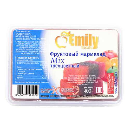 Мармелад Emily foods mix фруктовый трехцветный 400 г в Да