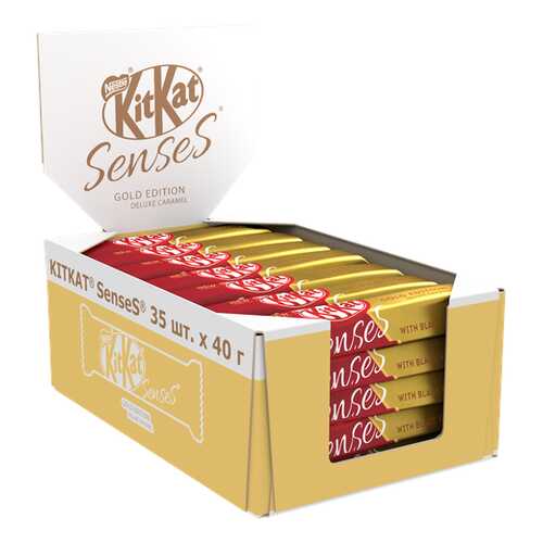 Белый шоколад KITKAT SENSES GOLD EDITION. DELUXE CARAMEL и молочный с вафлей 35шт по 40 г в Да