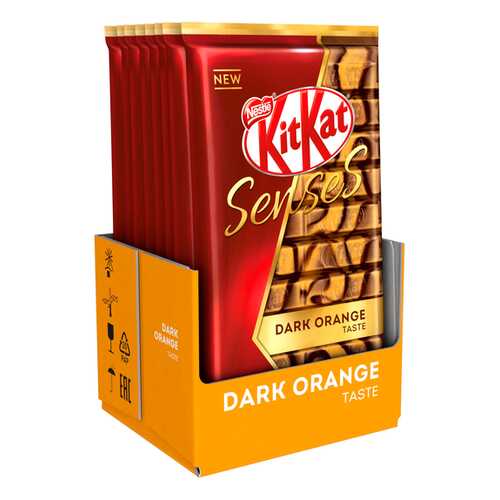 Молочный шоколад и тёмный шоколад KITKAT SENSES DARK ORANGE TASTE, с вафлей 8 шт по 112 гр в Да