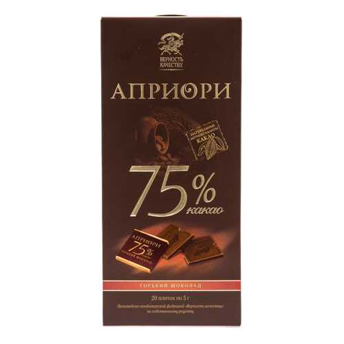 Шоколад горький Верность качеству априори 75% какао 100 г в Да