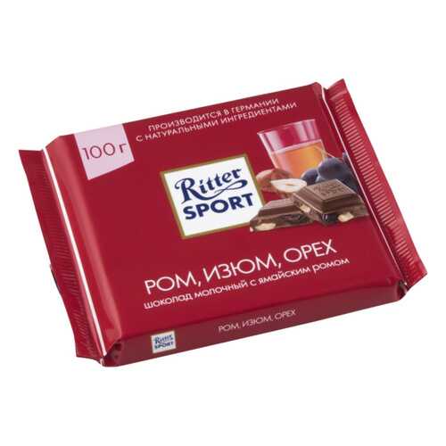 Шоколад молочный Ritter Sport ром изюм орех 100 г в Да