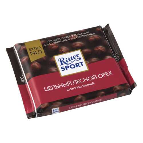 Шоколад тёмный Ritter Sport extra nut цельный лесной орех 100 г в Да