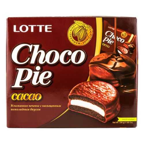 Печенье Lotte choko pie cacao с насыщенным шоколадным вкусом 336 г в Да